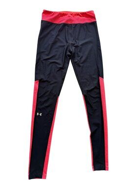 Under Armour Mens Compression Leggings Black & Red Stripe Size Small HeatGear